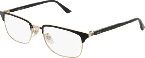 Gucci Rectangular Eyeglasses GG0131O 001 Gold/Black 53mm 131
