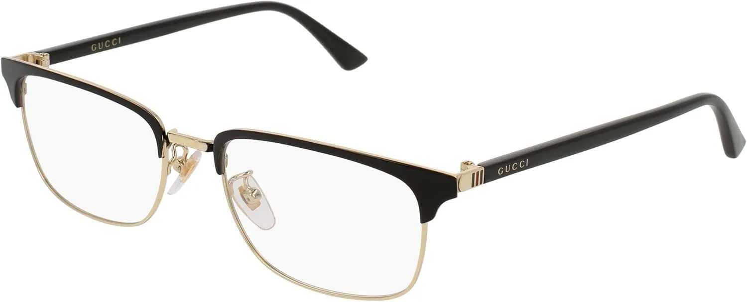 Gucci Rectangular Eyeglasses GG0131O 001 Gold/Black 53mm 131