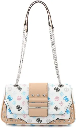 GUESS Women's Greta Convertible Crossbody Should Bag Handbag - White Multi