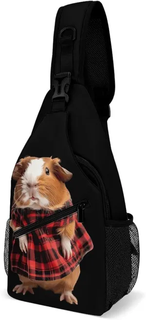 Guinea Pigs in Buffalo Scottish Tartan Crossbody Sling Bags Shoulder Backpack Chest DayPack Handbag