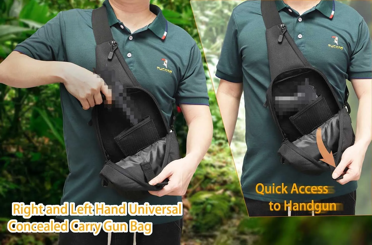 Gun Bag for Handguns, Tactical Sling Bag for Men CCW Shoulder Crossbody Bag Chest Pack Range Bags with Holster