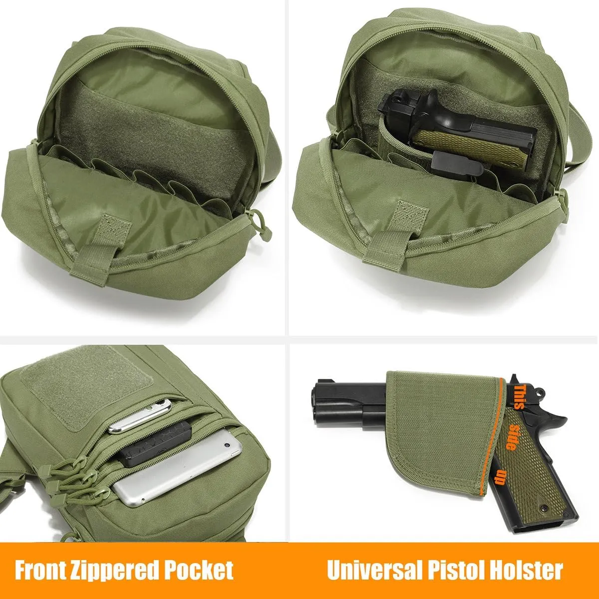 Gun Bag for Handguns, Tactical Sling Bag for Men CCW Shoulder Crossbody Bag Chest Pack Range Bags with Holster