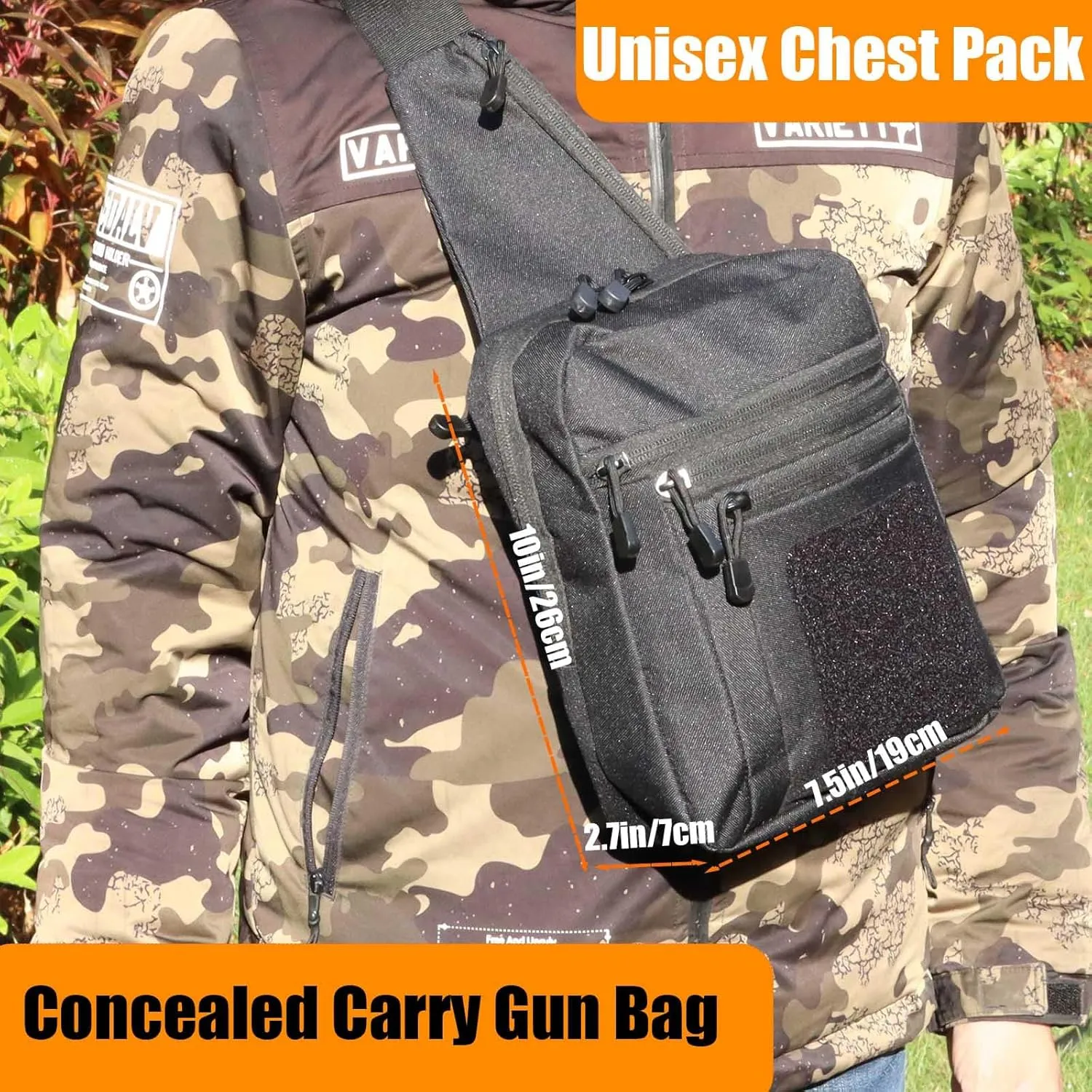 Gun Bag for Handguns, Tactical Sling Bag for Men CCW Shoulder Crossbody Bag Chest Pack Range Bags with Holster