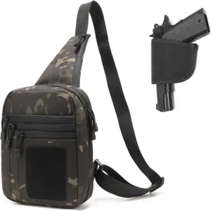 Gun Bag for Handguns, Tactical Sling Bag for Men CCW Shoulder Crossbody Bag Chest Pack Range Bags with Holster