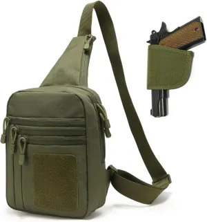 Gun Bag for Handguns, Tactical Sling Bag for Men CCW Shoulder Crossbody Bag Chest Pack Range Bags with Holster