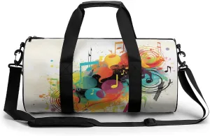 Gym Bag for Men Women Abstract Music Themed Duffel Bag Overnight Bag with Compartment Gym Sackpac