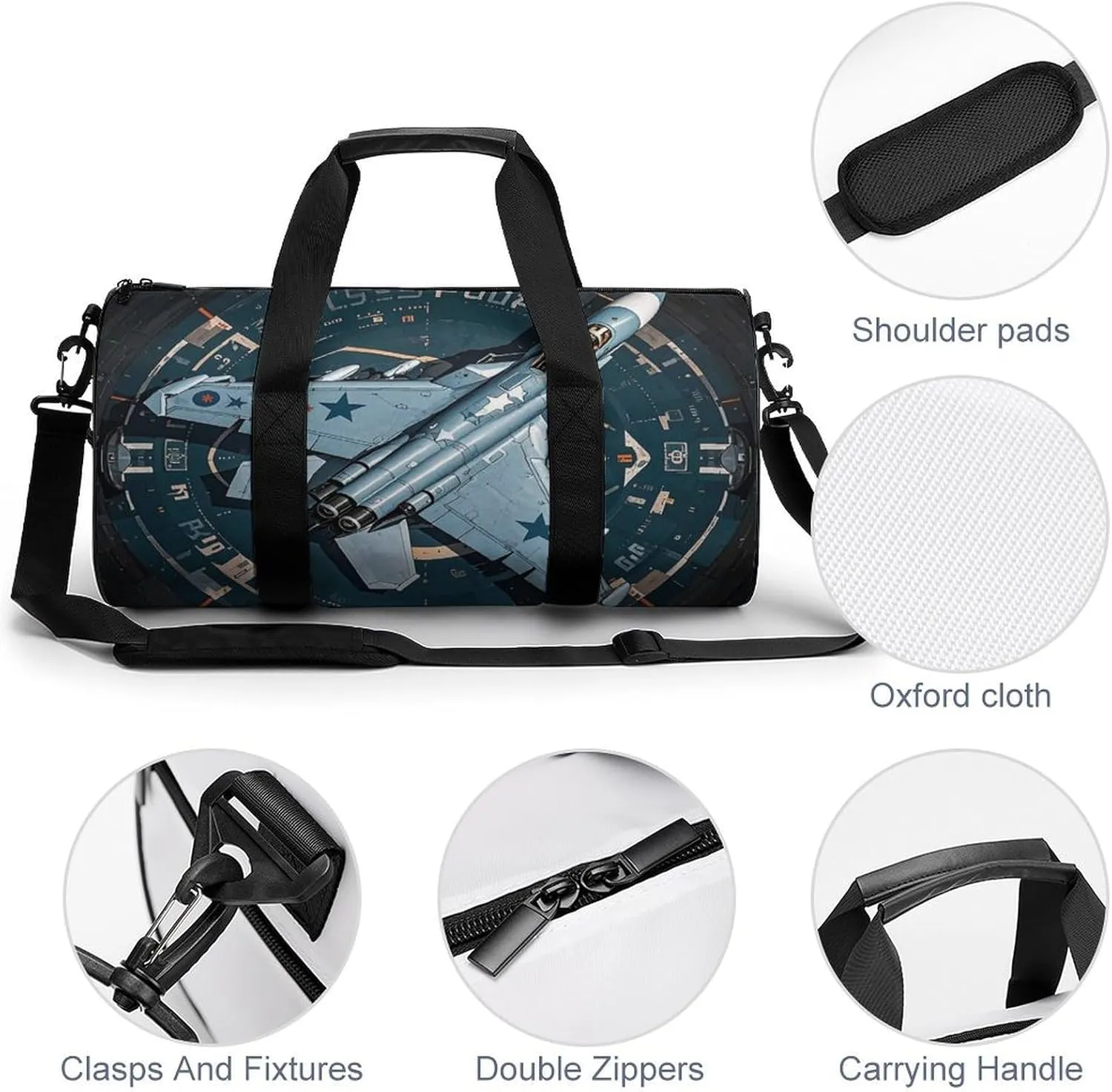 Gym Bag for Men Women Air Force Fighter Jet Duffel Bag Overnight Bag with Compartment Gym Sackpac