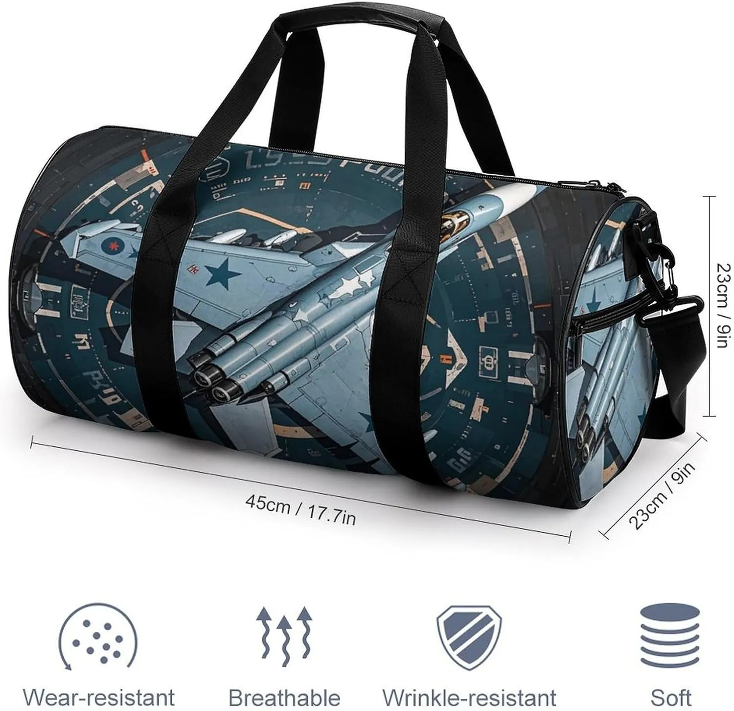 Gym Bag for Men Women Air Force Fighter Jet Duffel Bag Overnight Bag with Compartment Gym Sackpac