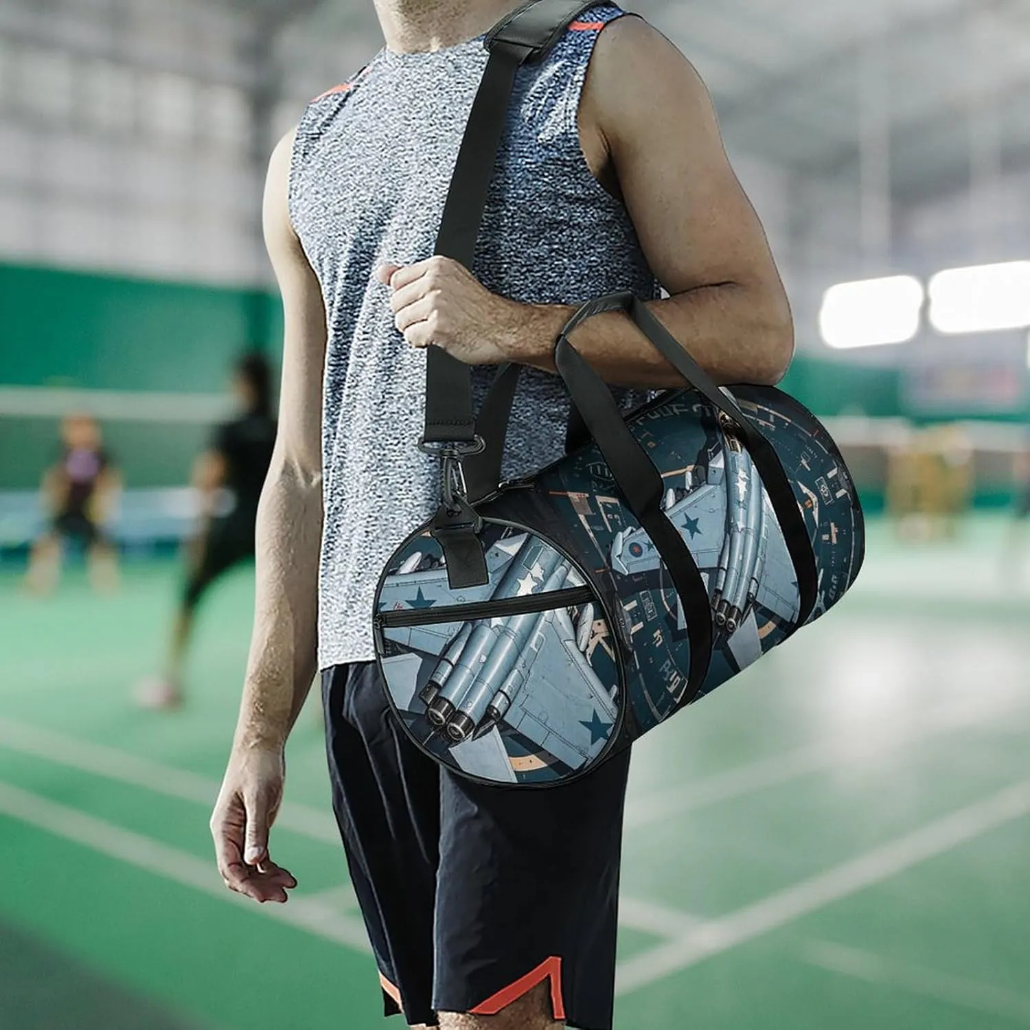 Gym Bag for Men Women Air Force Fighter Jet Duffel Bag Overnight Bag with Compartment Gym Sackpac