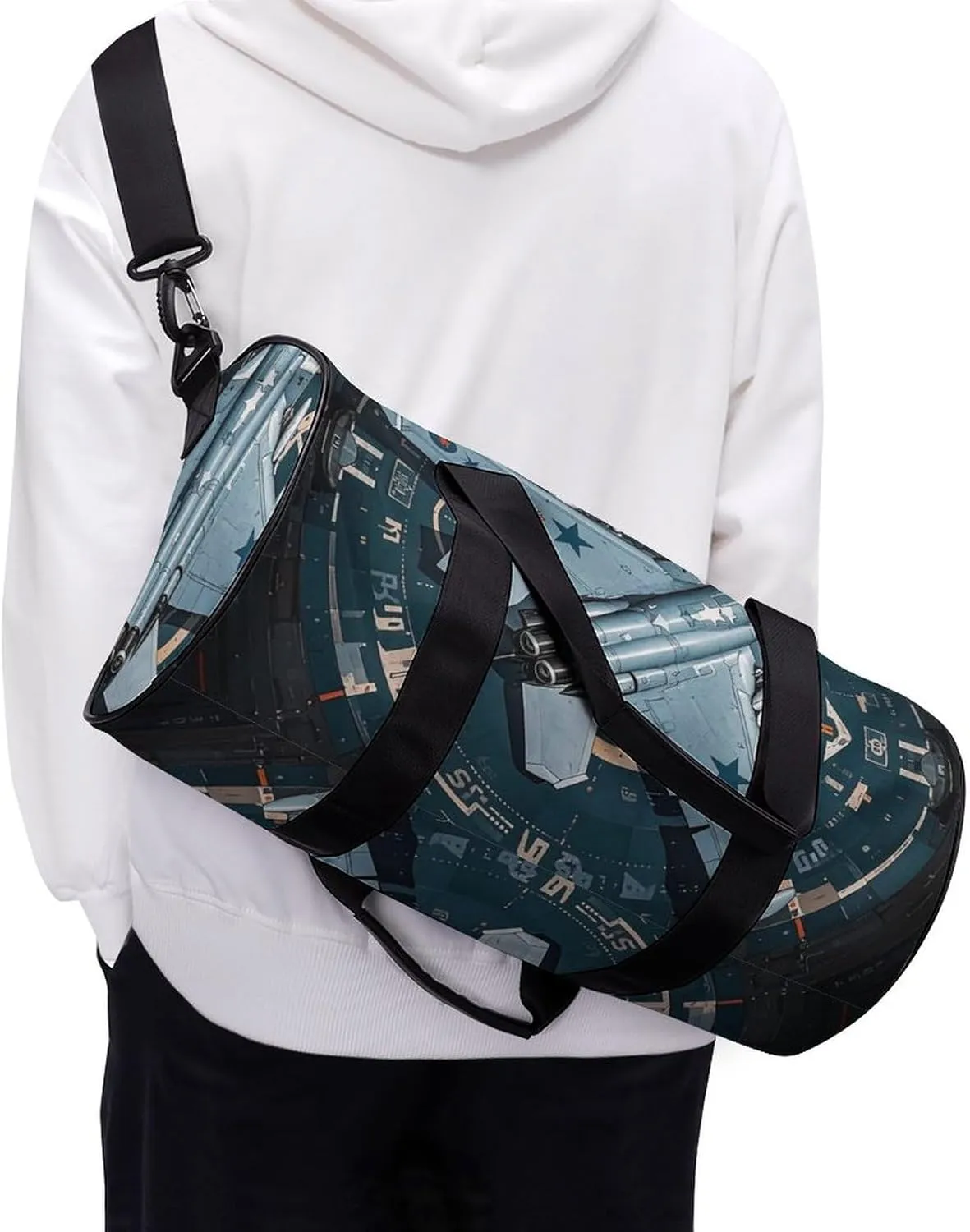 Gym Bag for Men Women Air Force Fighter Jet Duffel Bag Overnight Bag with Compartment Gym Sackpac