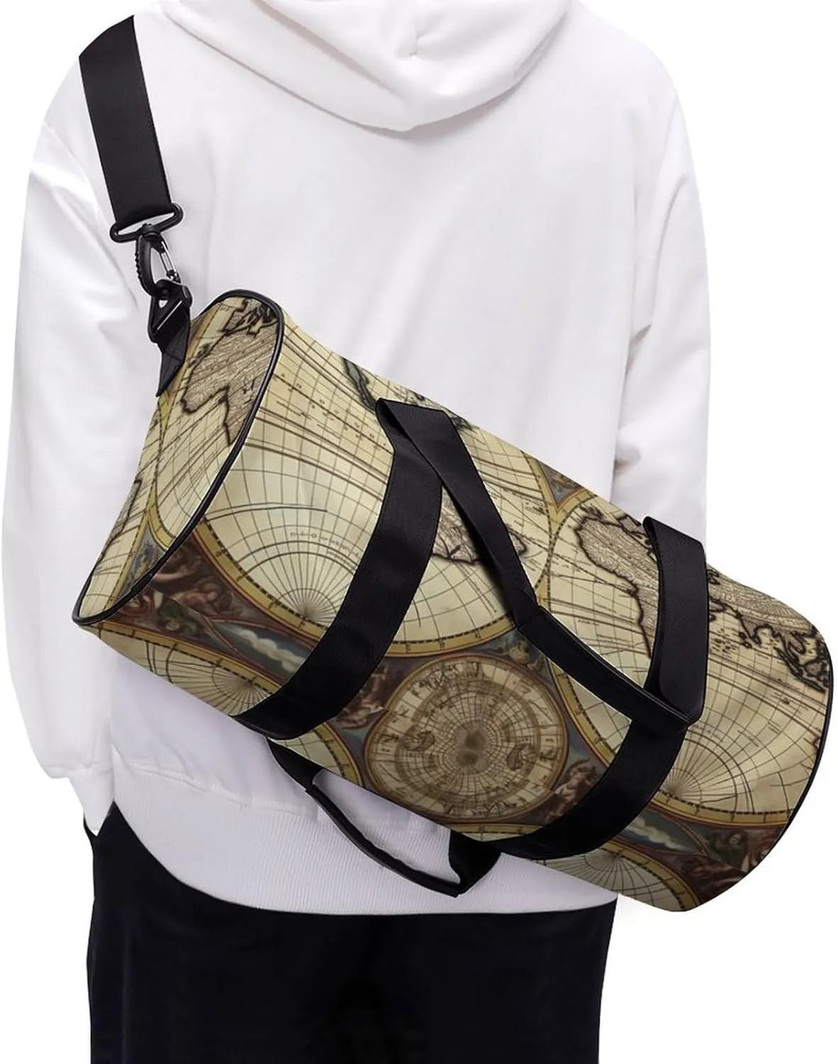 Gym Bag for Men Women Ancient Map World Globe Duffel Bag Overnight Bag with Compartment Gym Sackpac
