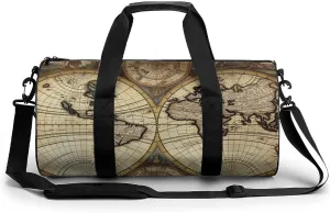 Gym Bag for Men Women Ancient Map World Globe Duffel Bag Overnight Bag with Compartment Gym Sackpac
