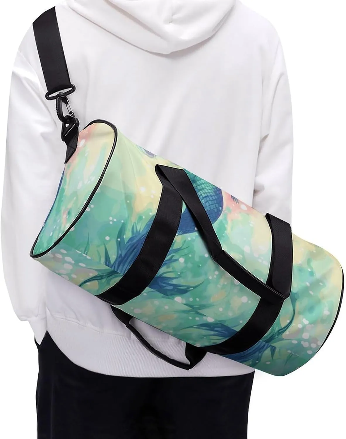 Gym Bag for Men Women Beautiful Mermaid Tail Duffel Bag Overnight Bag with Compartment Gym Sackpac