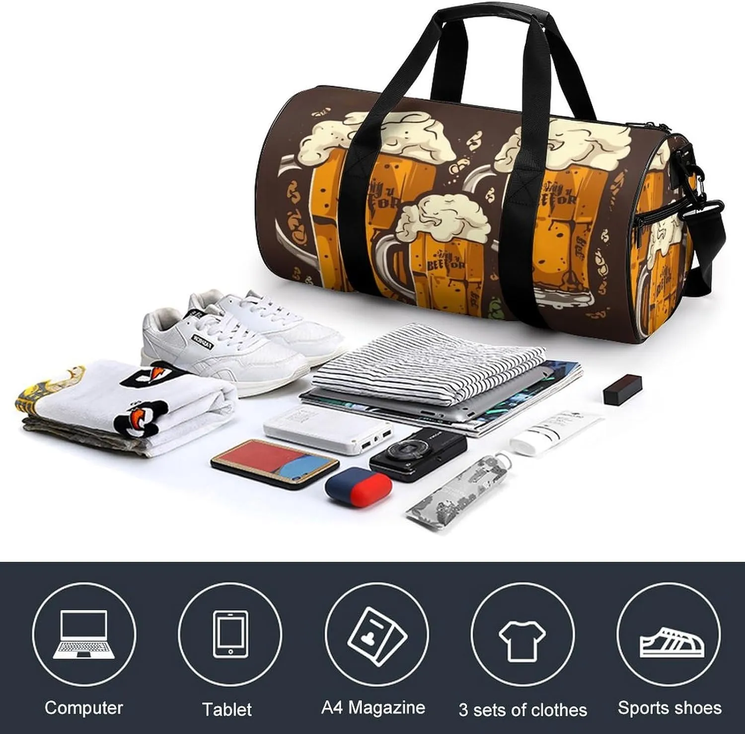 Gym Bag for Men Women Beer Duffel Bag Overnight Bag with Compartment Gym Sackpac