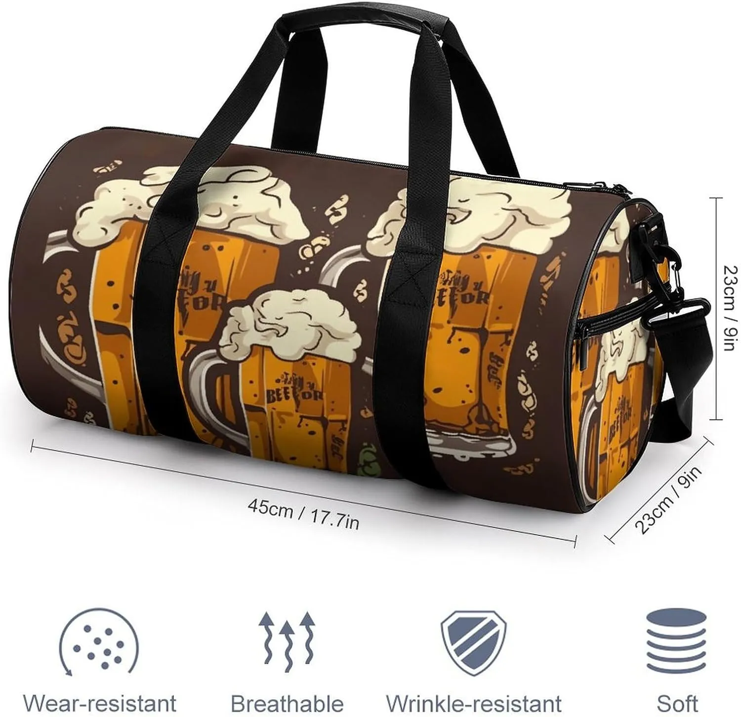 Gym Bag for Men Women Beer Duffel Bag Overnight Bag with Compartment Gym Sackpac