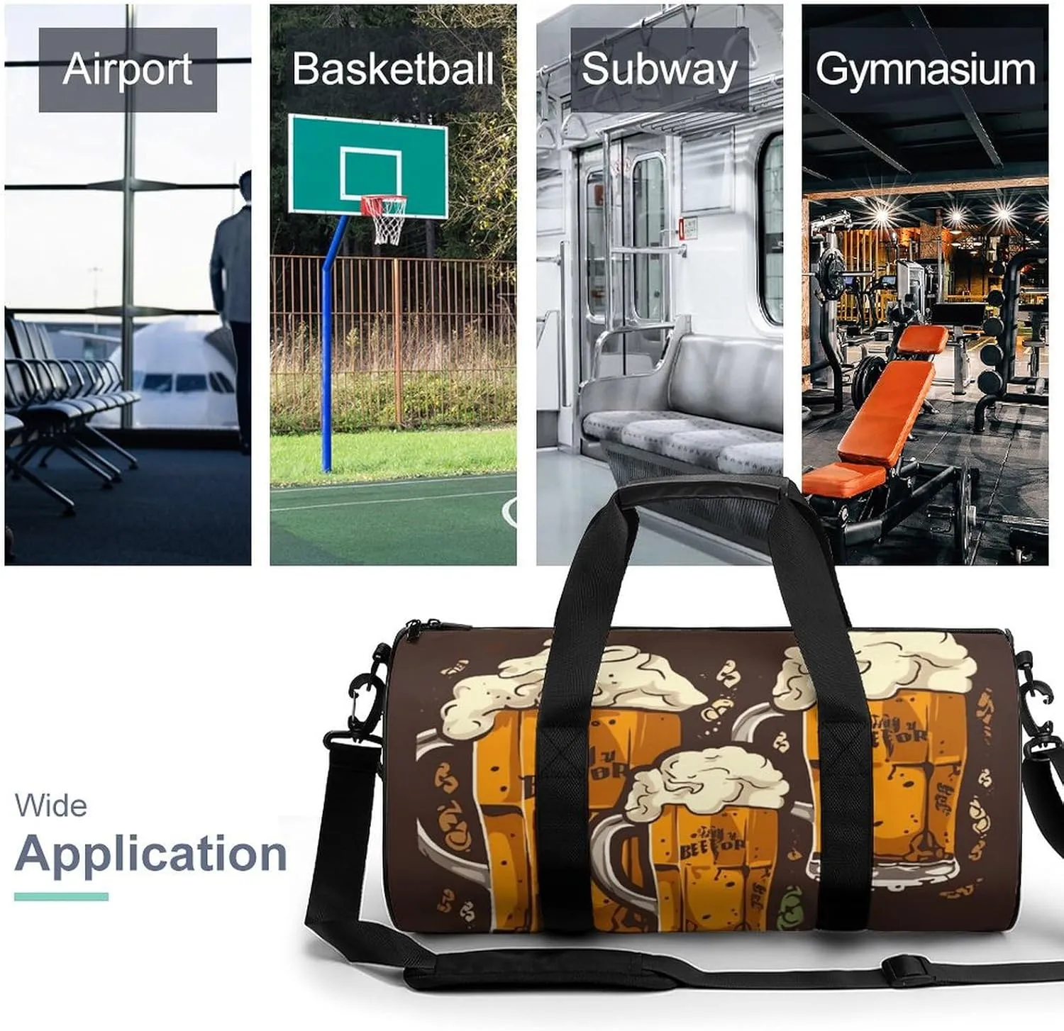 Gym Bag for Men Women Beer Duffel Bag Overnight Bag with Compartment Gym Sackpac