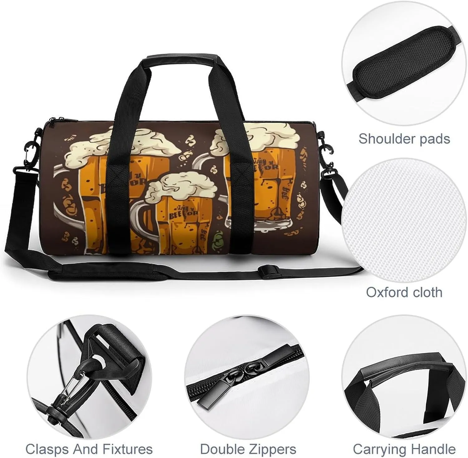 Gym Bag for Men Women Beer Duffel Bag Overnight Bag with Compartment Gym Sackpac