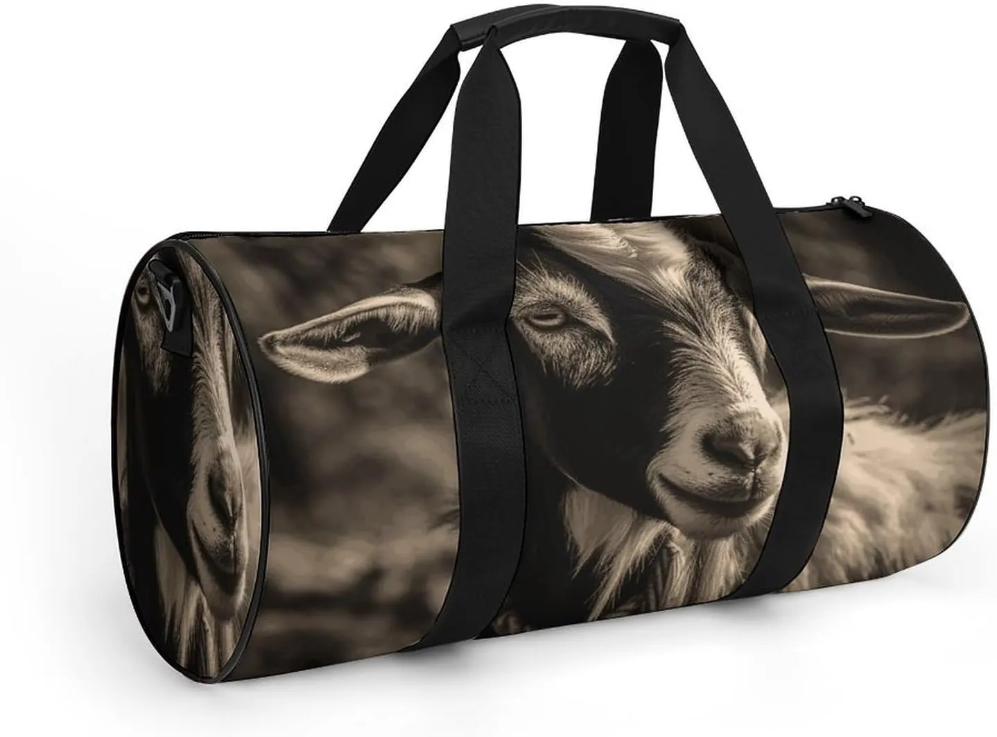 Gym Bag for Men Women Black And White Goat Duffel Bag Overnight Bag with Compartment Gym Sackpac