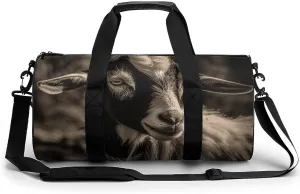 Gym Bag for Men Women Black And White Goat Duffel Bag Overnight Bag with Compartment Gym Sackpac