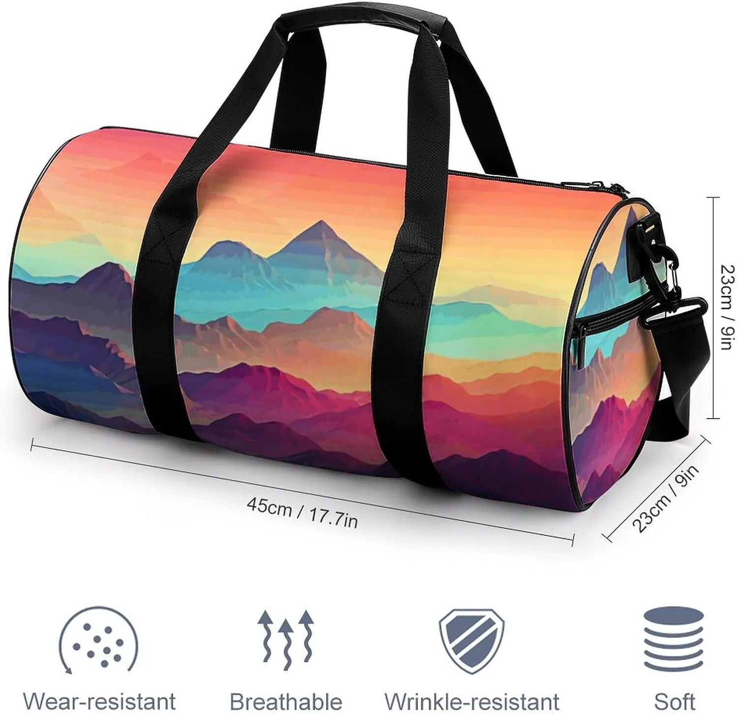 Gym Bag for Men Women Color Mountain Gradient Duffel Bag Overnight Bag with Compartment Gym Sackpac