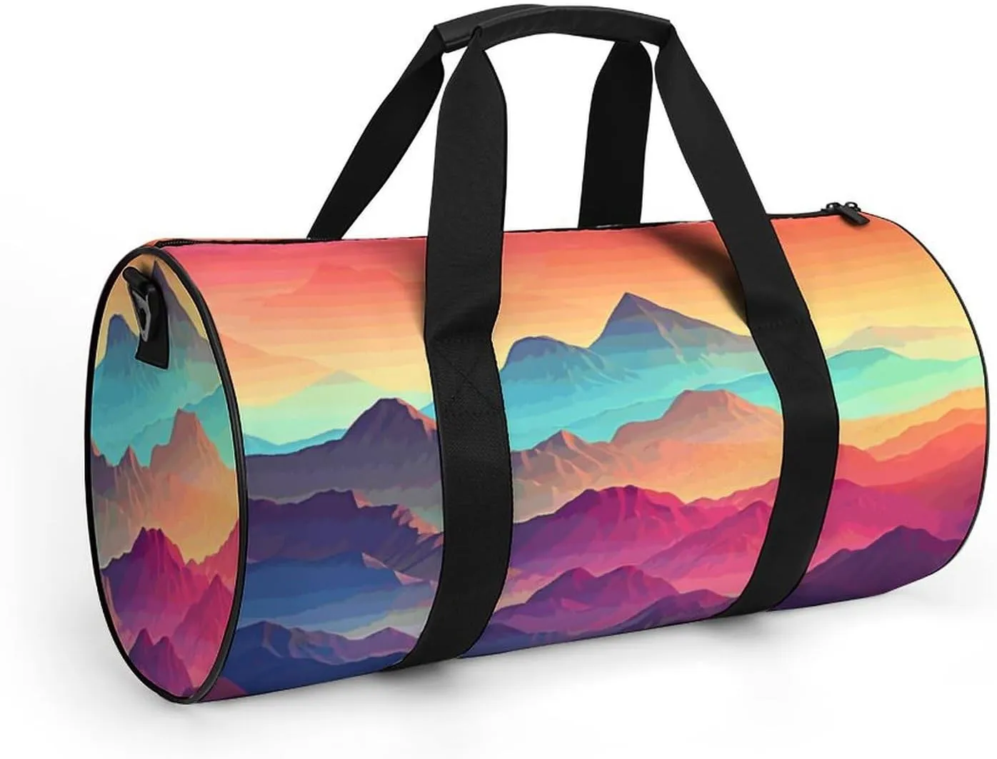 Gym Bag for Men Women Color Mountain Gradient Duffel Bag Overnight Bag with Compartment Gym Sackpac