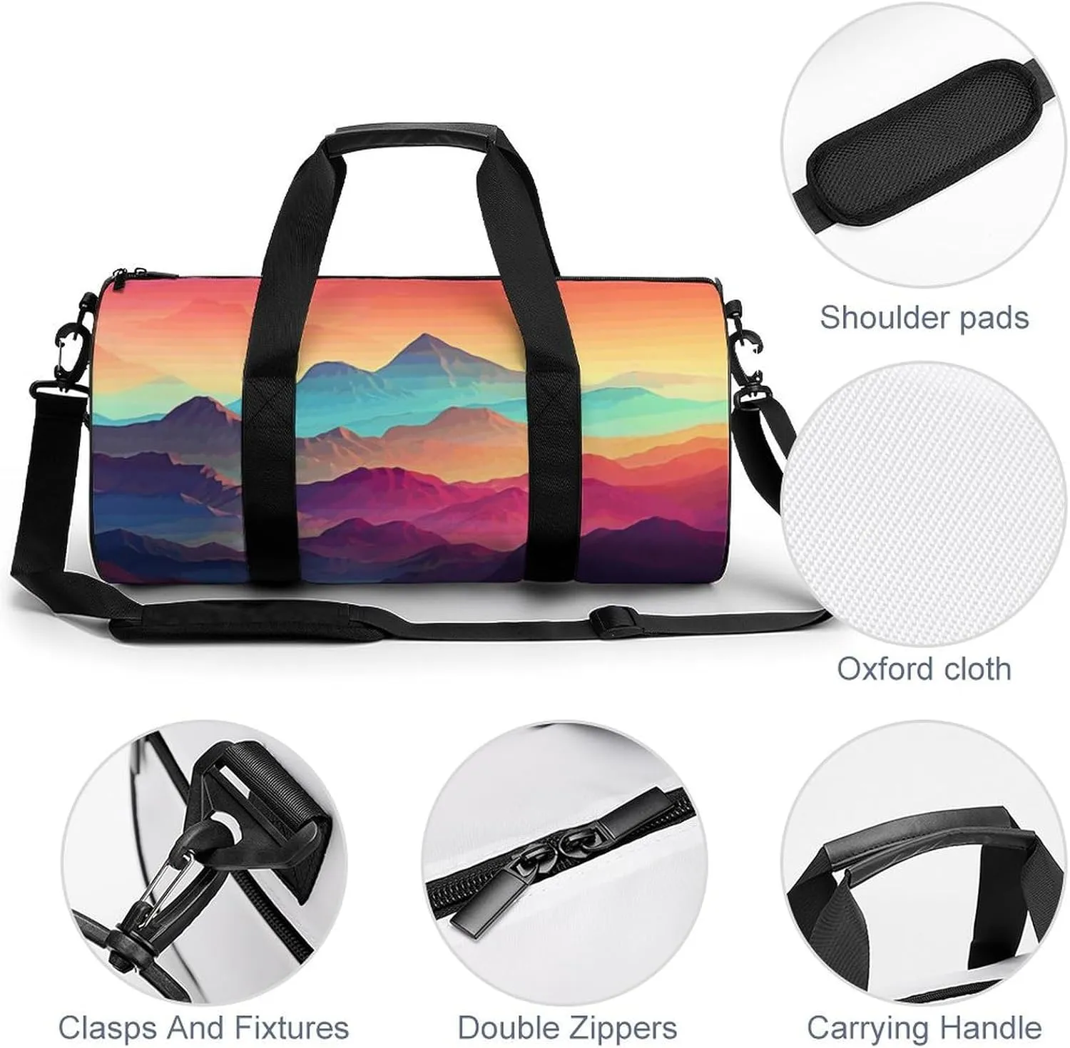 Gym Bag for Men Women Color Mountain Gradient Duffel Bag Overnight Bag with Compartment Gym Sackpac