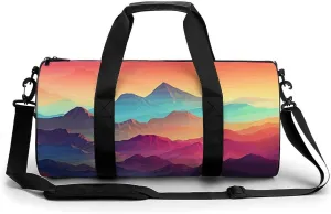 Gym Bag for Men Women Color Mountain Gradient Duffel Bag Overnight Bag with Compartment Gym Sackpac