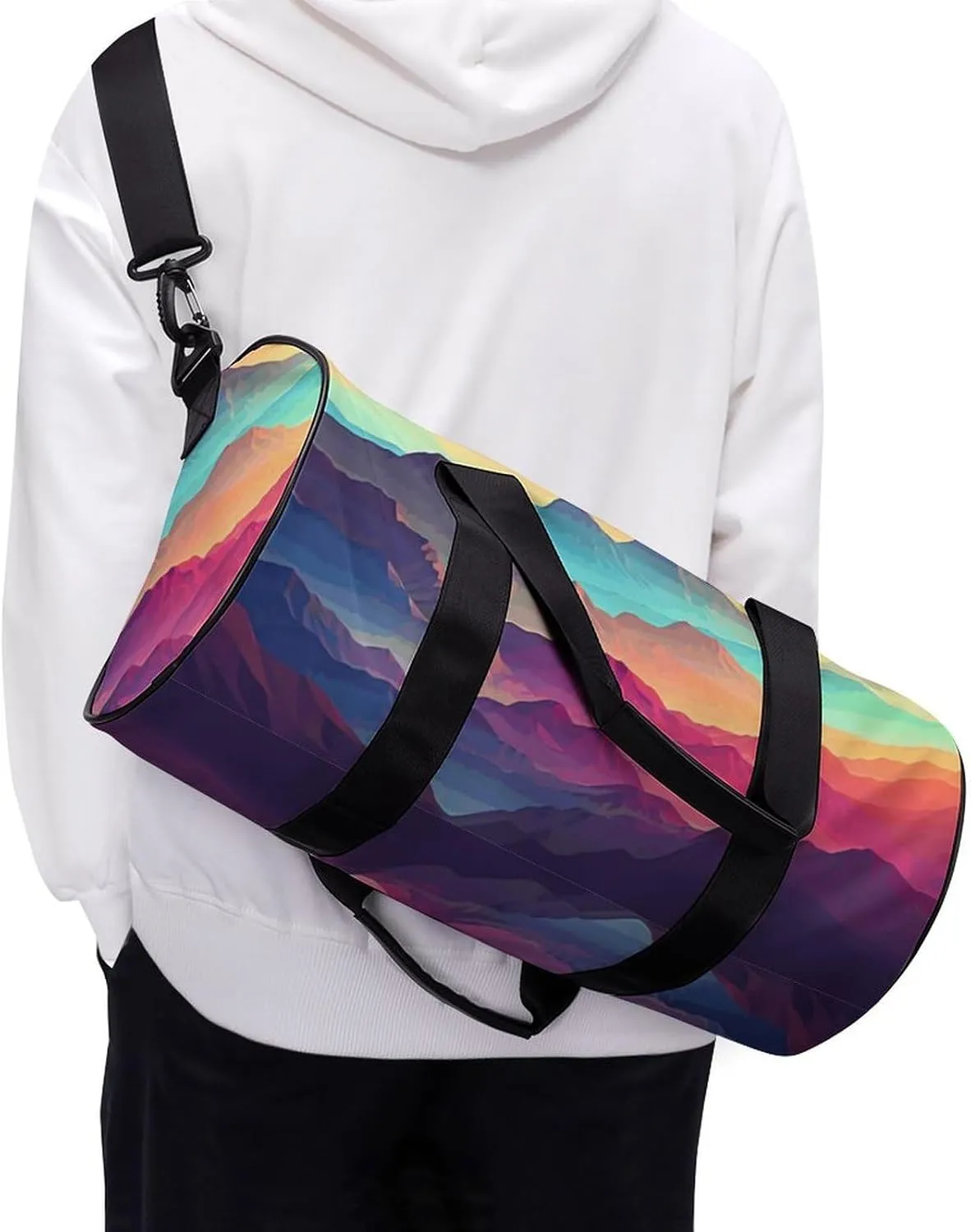 Gym Bag for Men Women Color Mountain Gradient Duffel Bag Overnight Bag with Compartment Gym Sackpac
