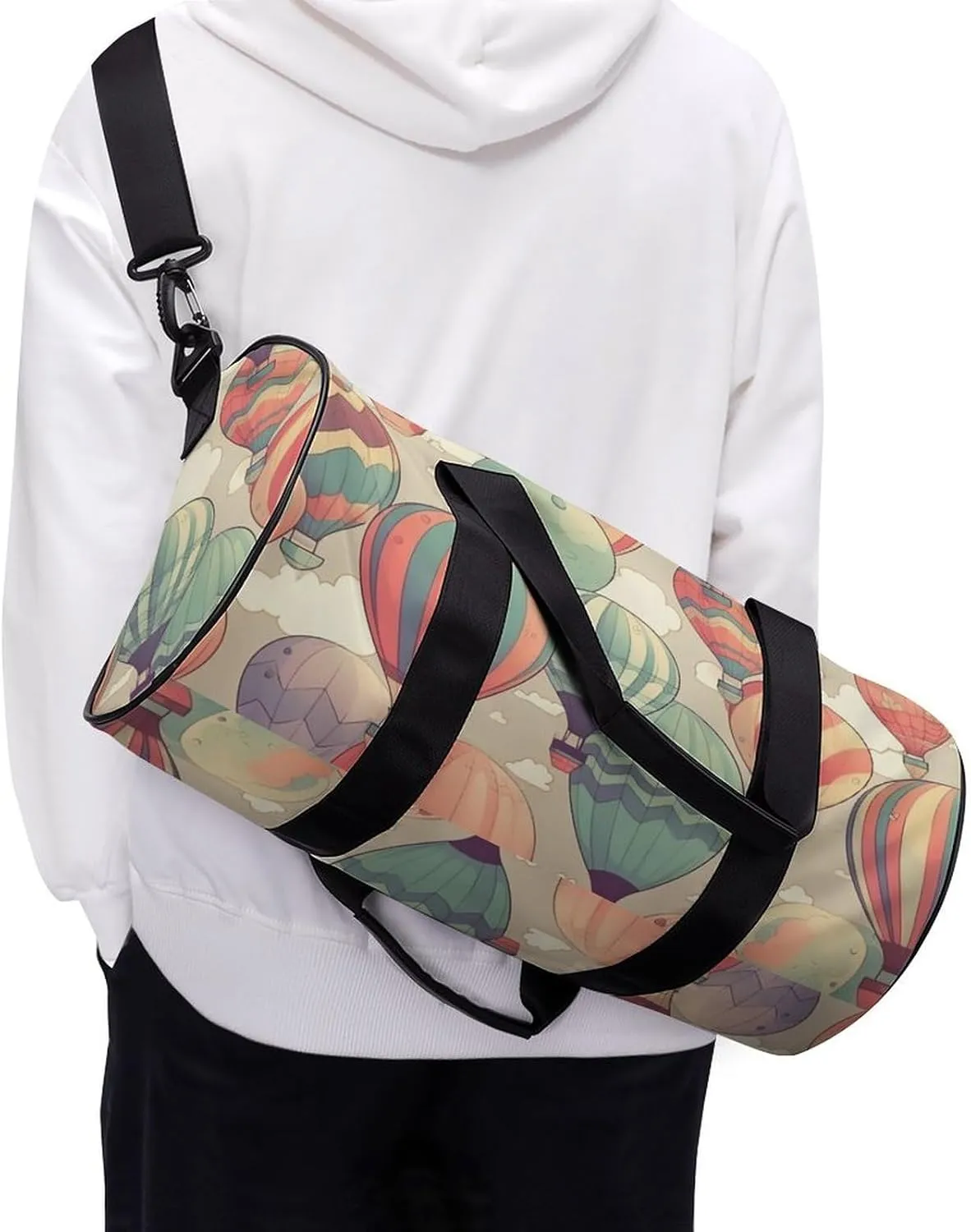 Gym Bag for Men Women Colorful Hot Air Balloon Duffel Bag Overnight Bag with Compartment Gym Sackpac