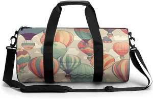 Gym Bag for Men Women Colorful Hot Air Balloon Duffel Bag Overnight Bag with Compartment Gym Sackpac