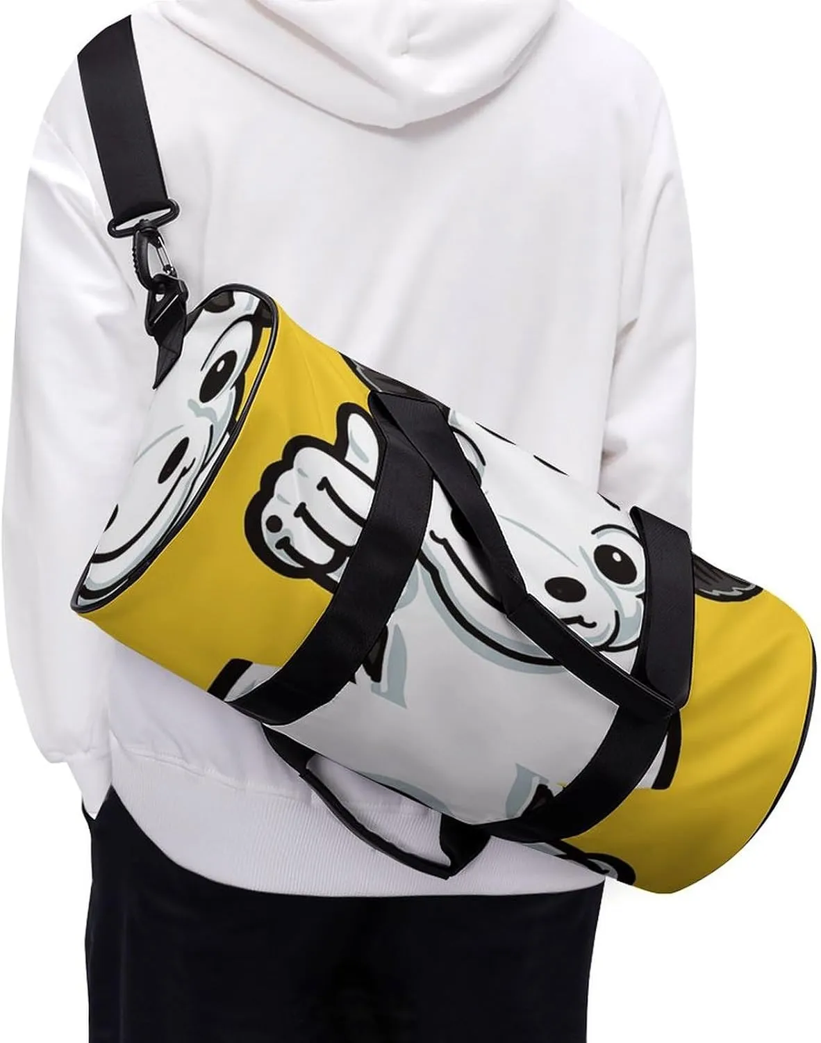 Gym Bag for Men Women Cow Giving Thumbs Up Duffel Bag Overnight Bag with Compartment Gym Sackpac