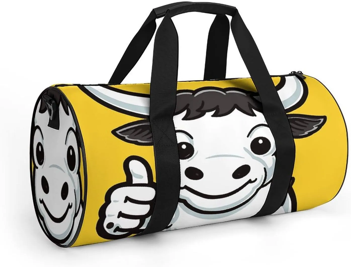 Gym Bag for Men Women Cow Giving Thumbs Up Duffel Bag Overnight Bag with Compartment Gym Sackpac