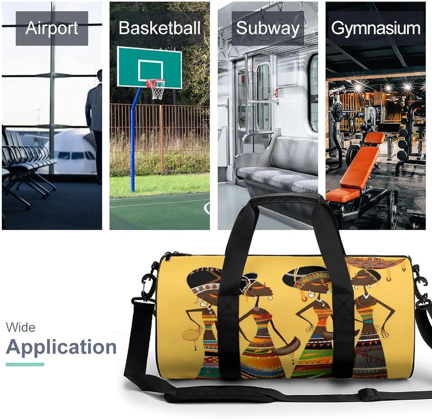 Gym Bag for Men Women Creative African Culture Duffel Bag Overnight Bag with Compartment Gym Sackpac
