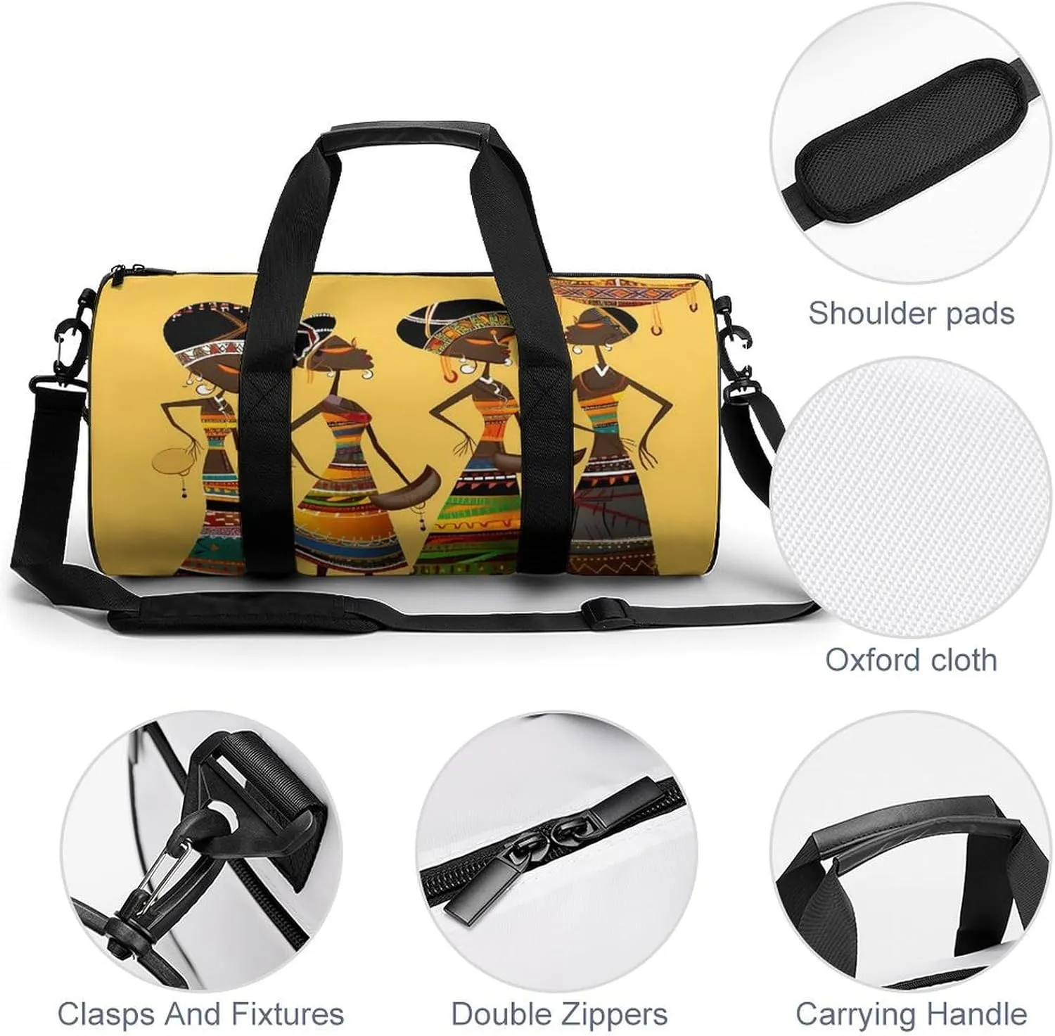 Gym Bag for Men Women Creative African Culture Duffel Bag Overnight Bag with Compartment Gym Sackpac