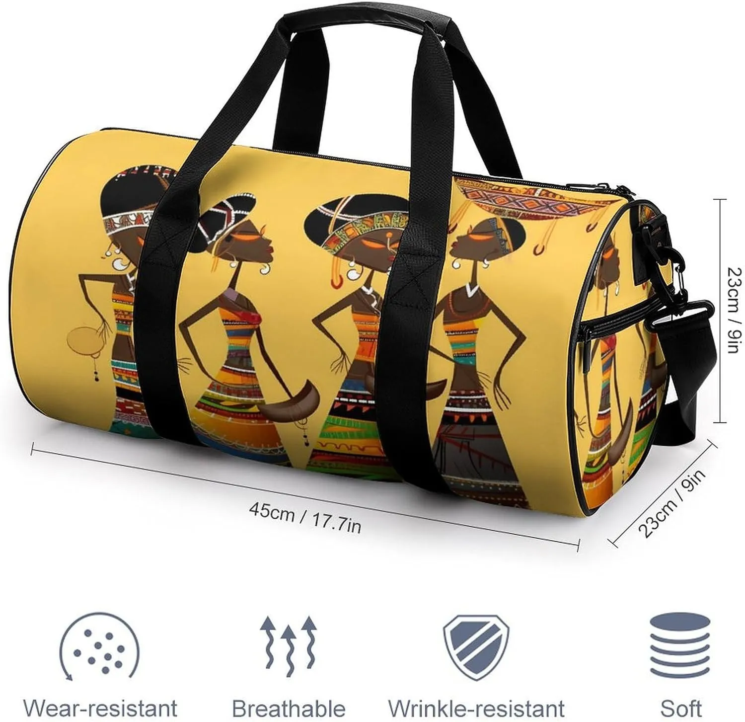 Gym Bag for Men Women Creative African Culture Duffel Bag Overnight Bag with Compartment Gym Sackpac