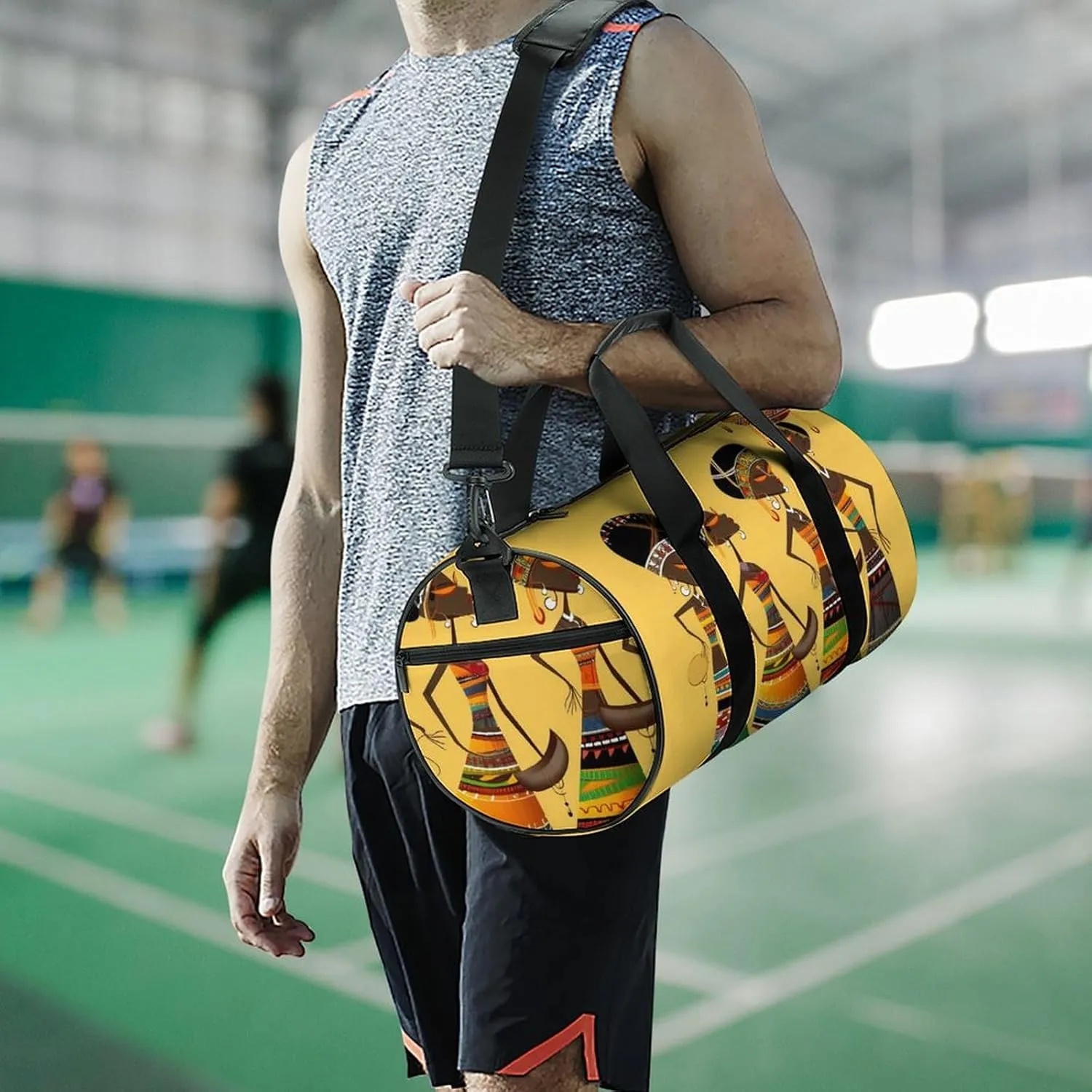 Gym Bag for Men Women Creative African Culture Duffel Bag Overnight Bag with Compartment Gym Sackpac