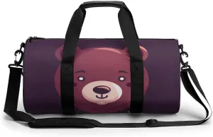 Gym Bag for Men Women Cute Bear Face Balloon Duffel Bag Overnight Bag with Compartment Gym Sackpac