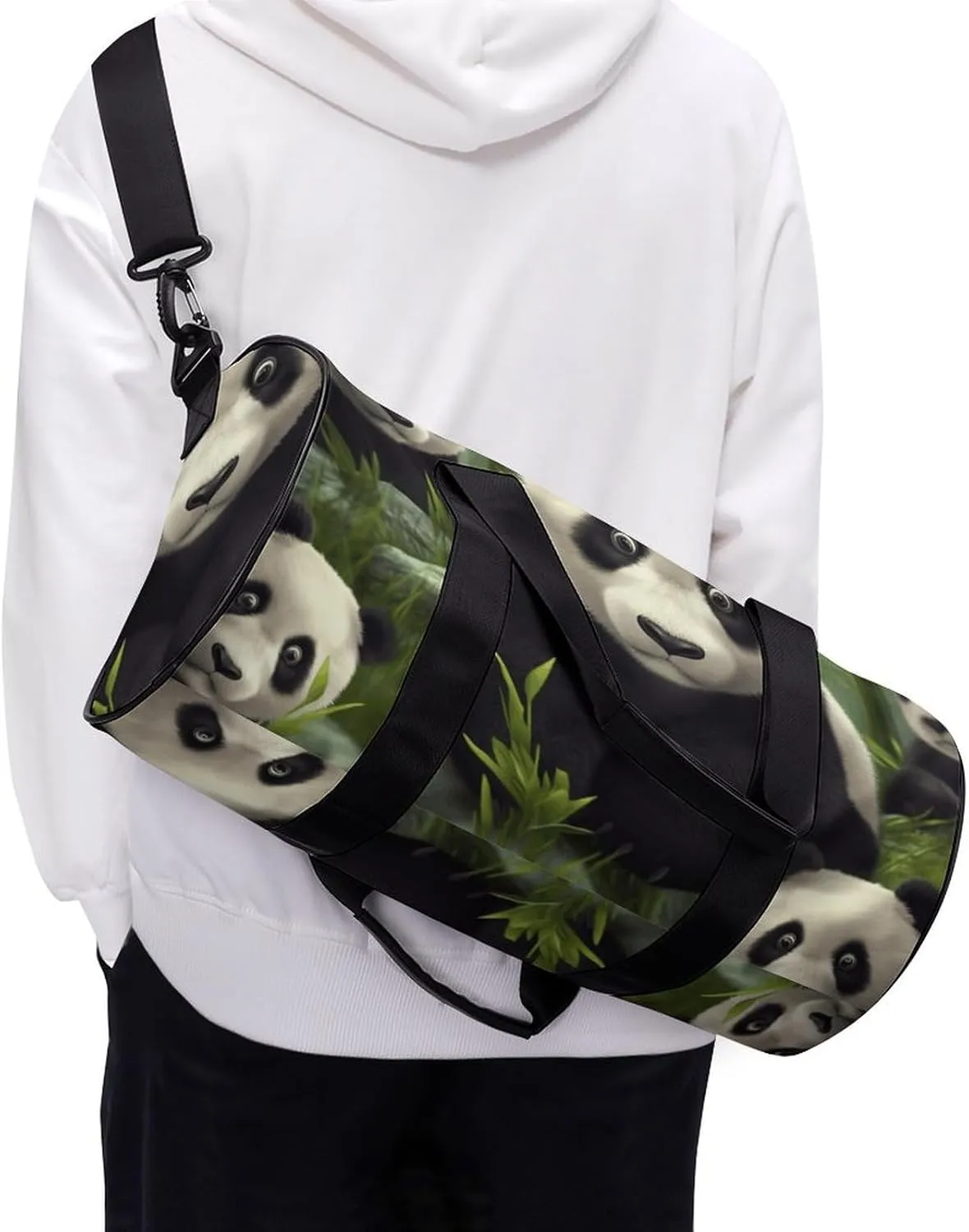 Gym Bag for Men Women Cute Panda Duffel Bag Overnight Bag with Compartment Gym Sackpac