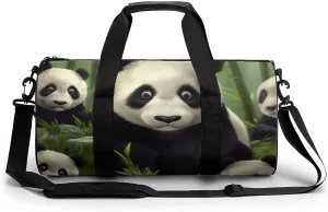Gym Bag for Men Women Cute Panda Duffel Bag Overnight Bag with Compartment Gym Sackpac