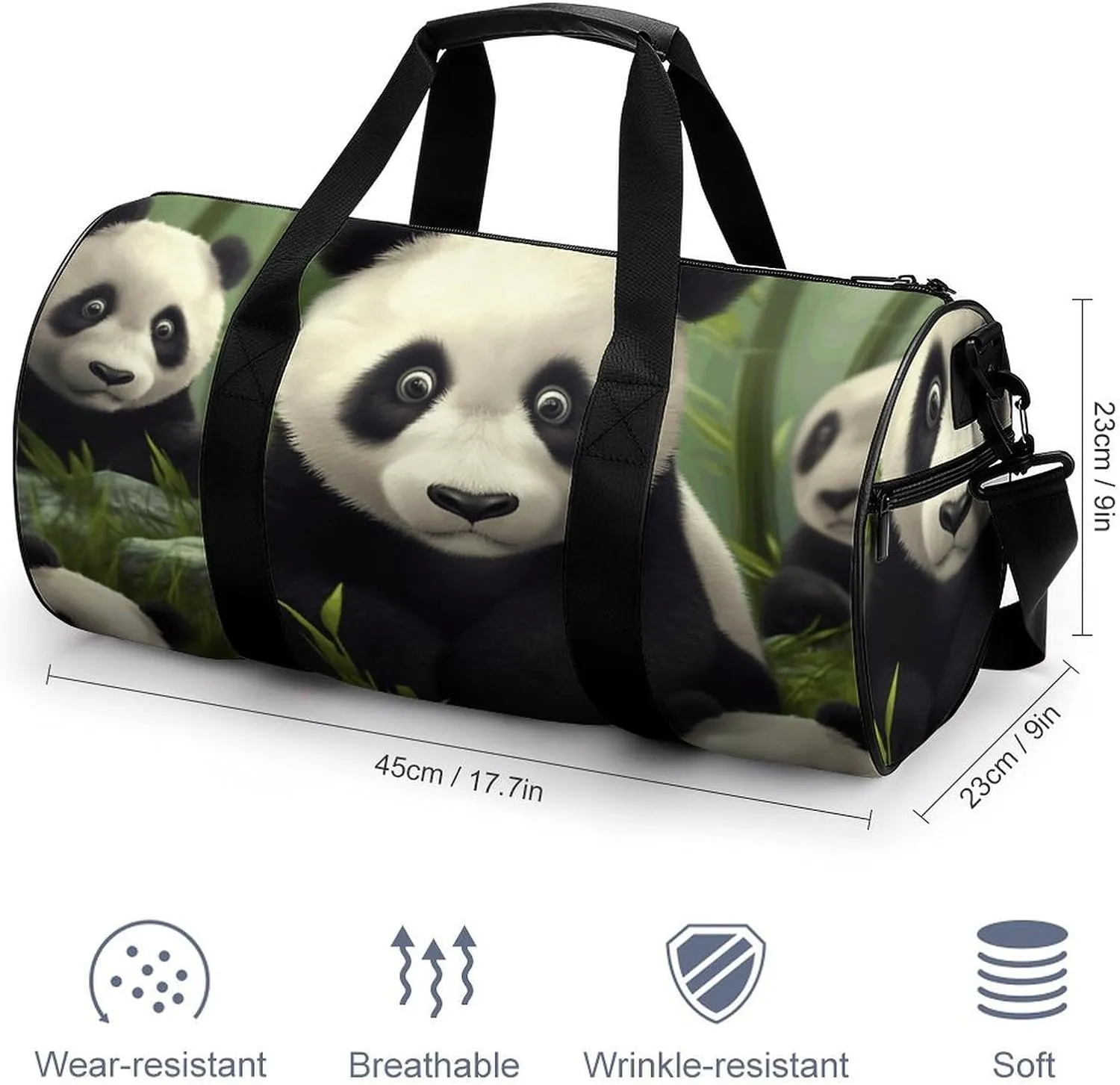 Gym Bag for Men Women Cute Panda Duffel Bag Overnight Bag with Compartment Gym Sackpac