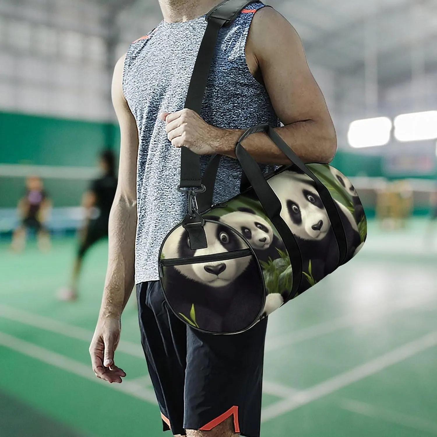 Gym Bag for Men Women Cute Panda Duffel Bag Overnight Bag with Compartment Gym Sackpac
