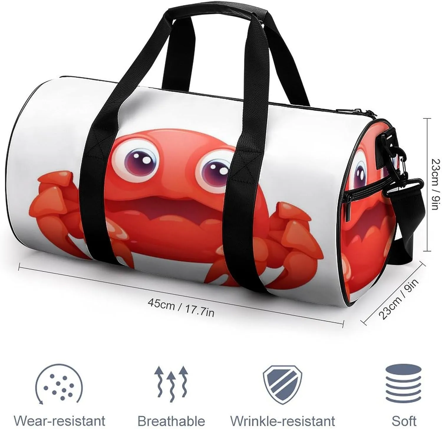 Gym Bag for Men Women Cute Red Crab Duffel Bag Overnight Bag with Compartment Gym Sackpac