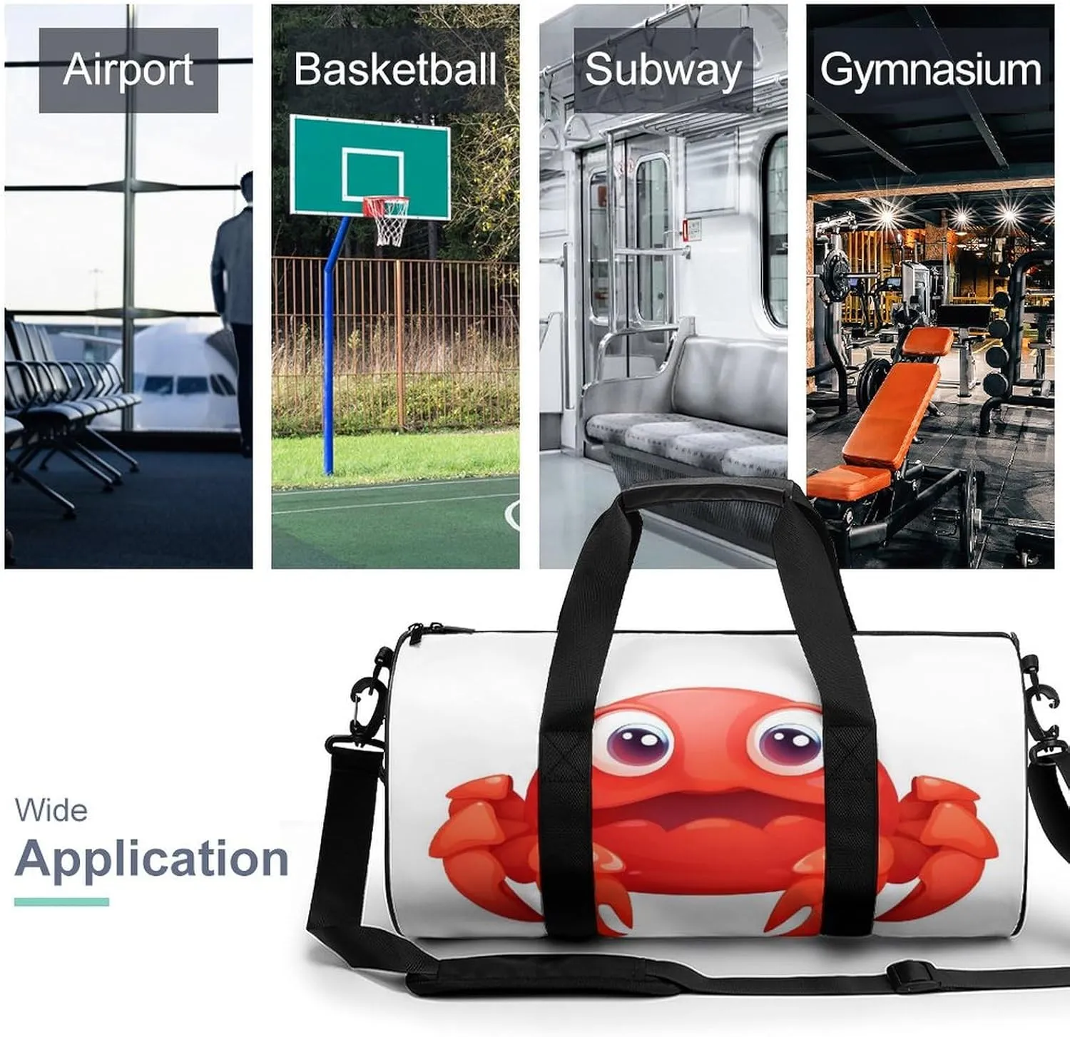 Gym Bag for Men Women Cute Red Crab Duffel Bag Overnight Bag with Compartment Gym Sackpac