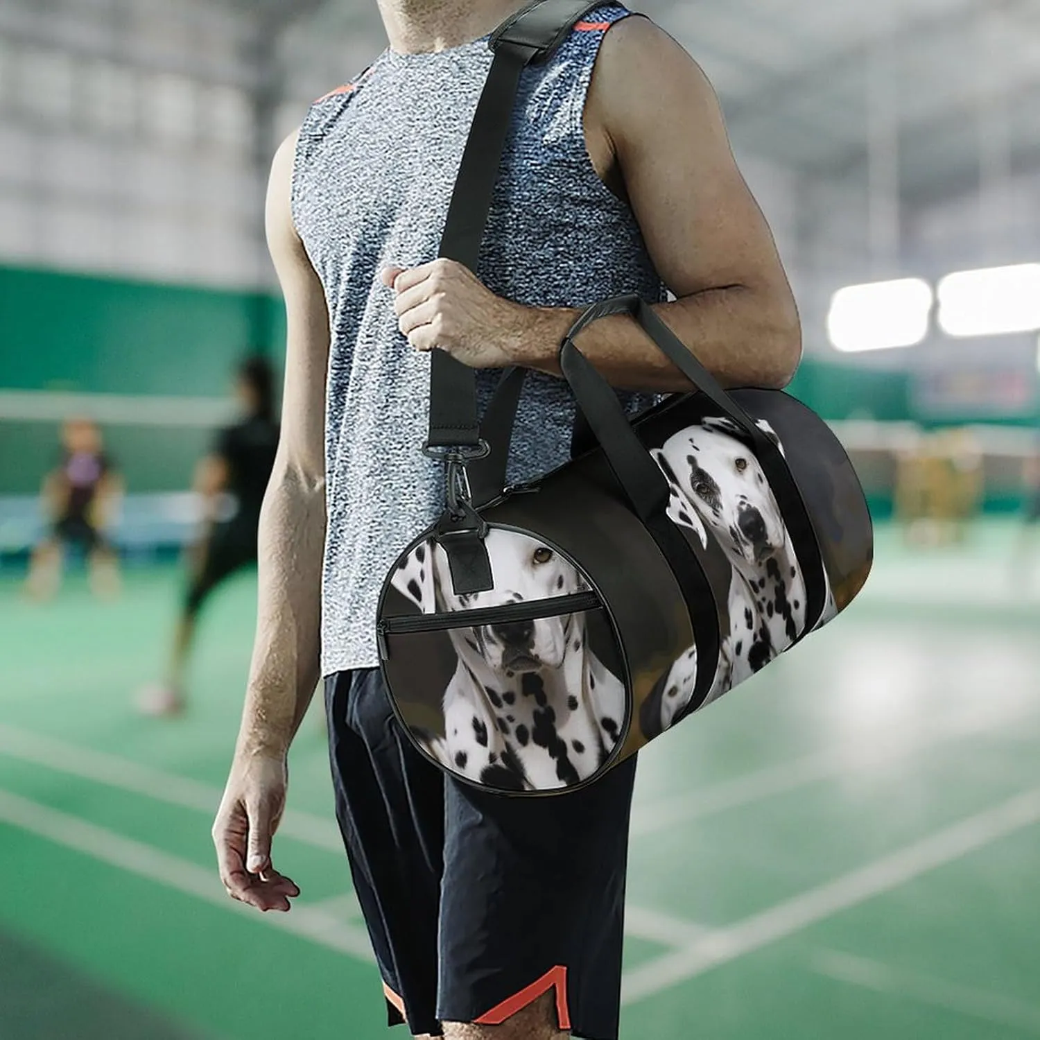 Gym Bag for Men Women Dalmatian Dog Duffel Bag Overnight Bag with Compartment Gym Sackpac