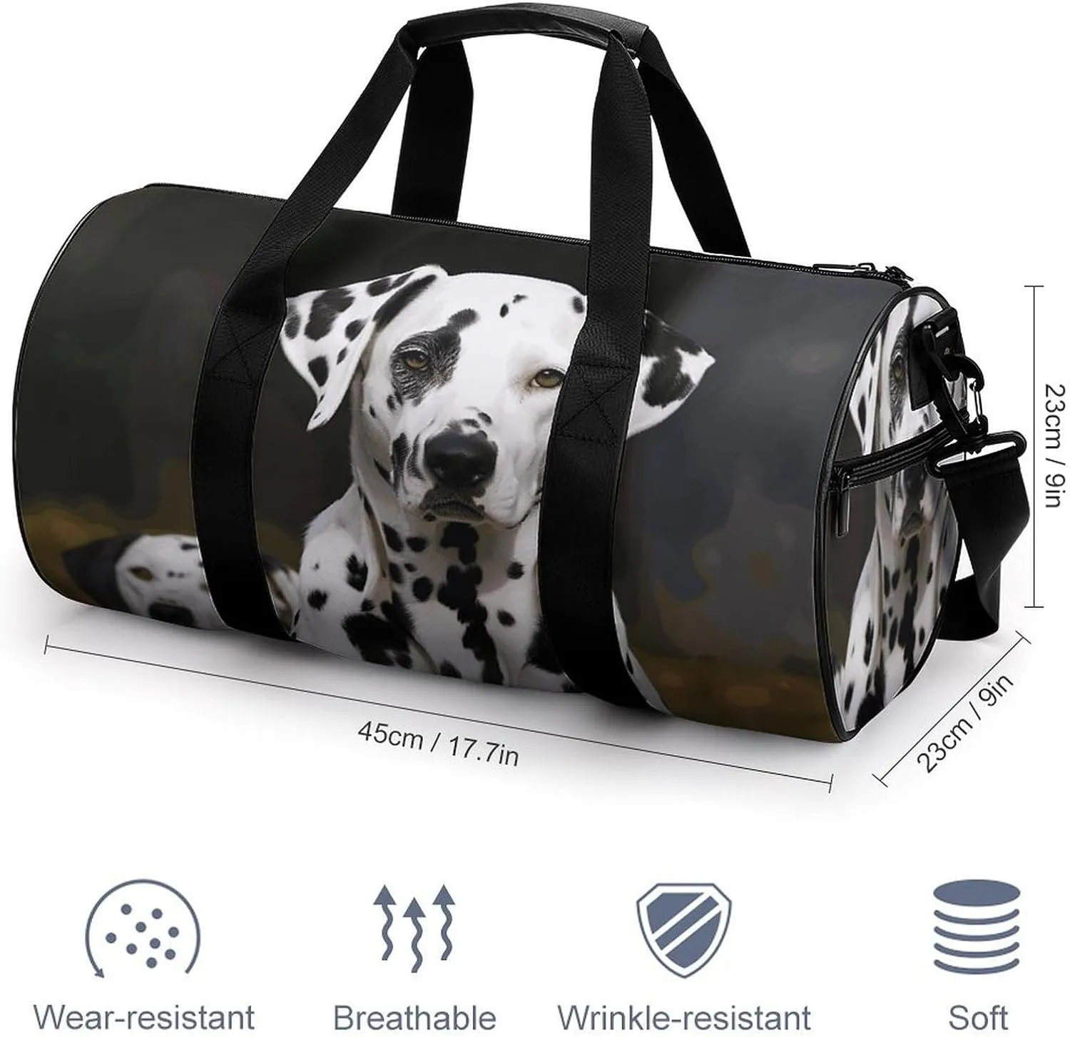 Gym Bag for Men Women Dalmatian Dog Duffel Bag Overnight Bag with Compartment Gym Sackpac