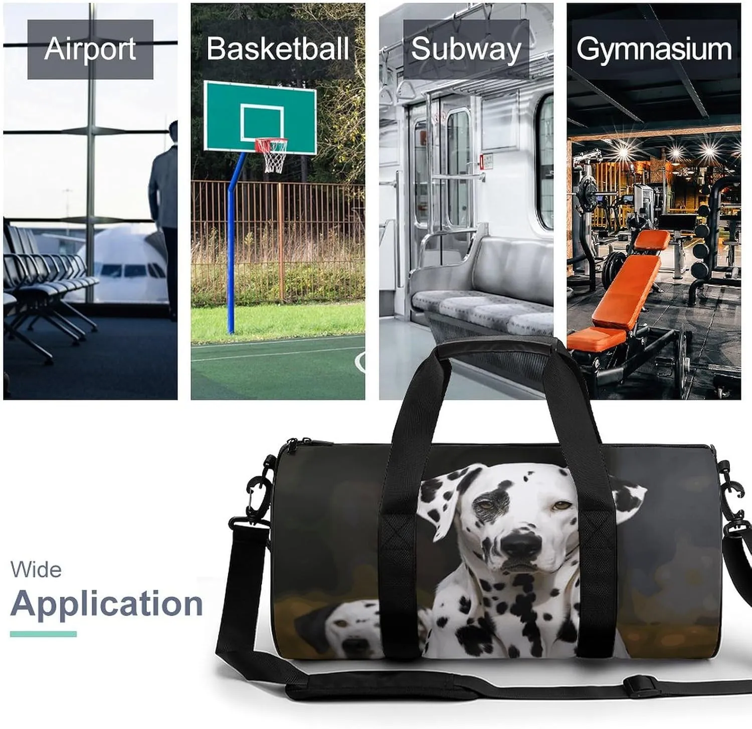 Gym Bag for Men Women Dalmatian Dog Duffel Bag Overnight Bag with Compartment Gym Sackpac