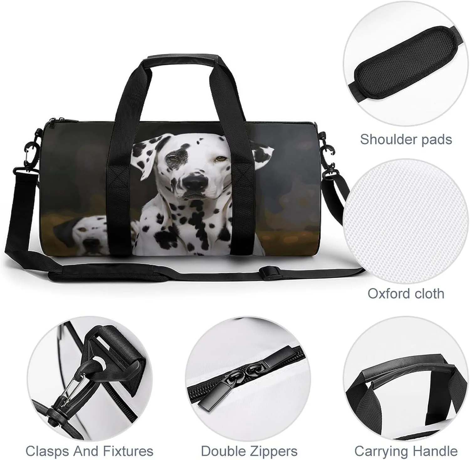 Gym Bag for Men Women Dalmatian Dog Duffel Bag Overnight Bag with Compartment Gym Sackpac