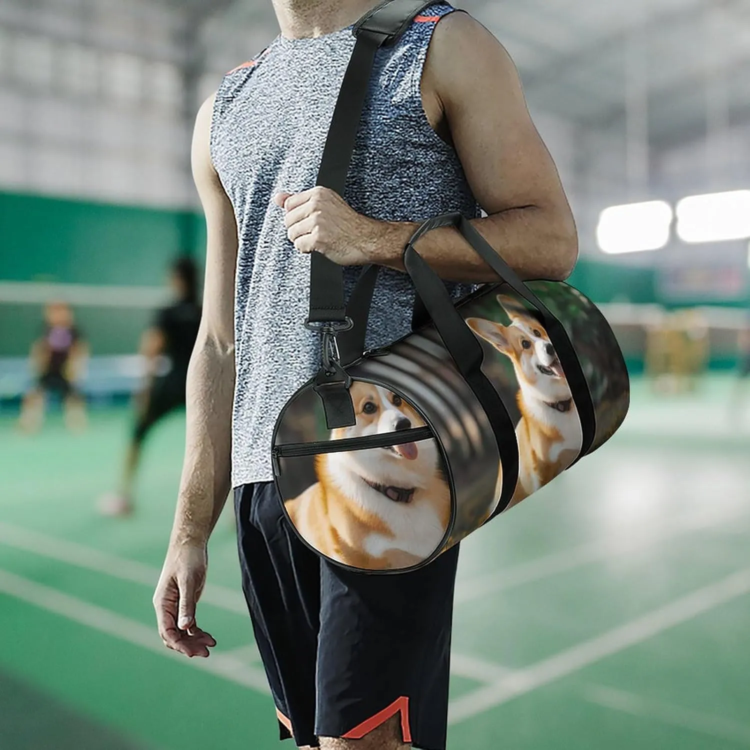 Gym Bag for Men Women Dog Corgi Duffel Bag Overnight Bag with Compartment Gym Sackpac