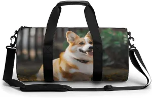 Gym Bag for Men Women Dog Corgi Duffel Bag Overnight Bag with Compartment Gym Sackpac