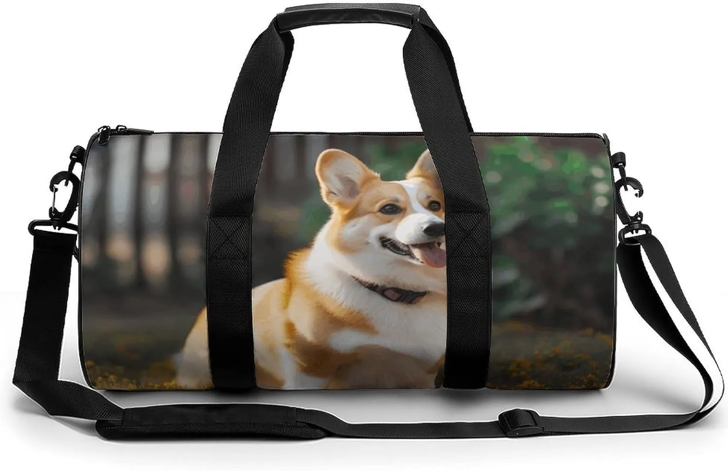 Gym Bag for Men Women Dog Corgi Duffel Bag Overnight Bag with Compartment Gym Sackpac